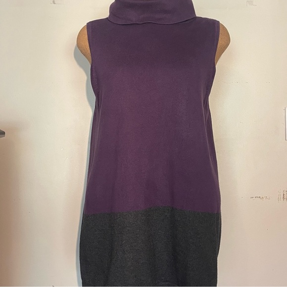 Ann Taylor Factory Purple and Black Sleeveless Turtleneck Dress size XL - Picture 4 of 6